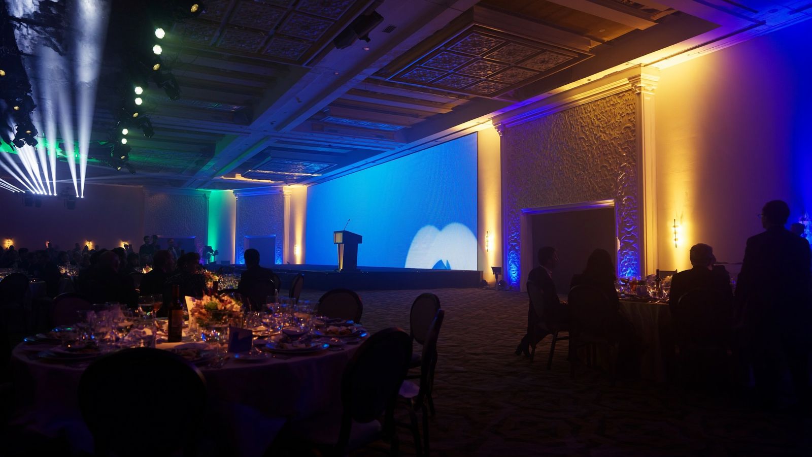 Corporate event stage, lighting and sound produced by Evan Halls Productions in South Florida
